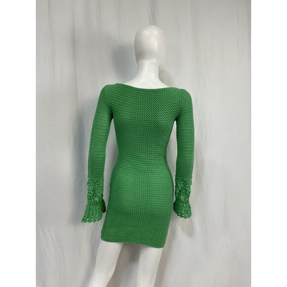Tularosa 'Maisa' Green Cotton Crochet Mini Dress Size XS - Picture 3 of 5